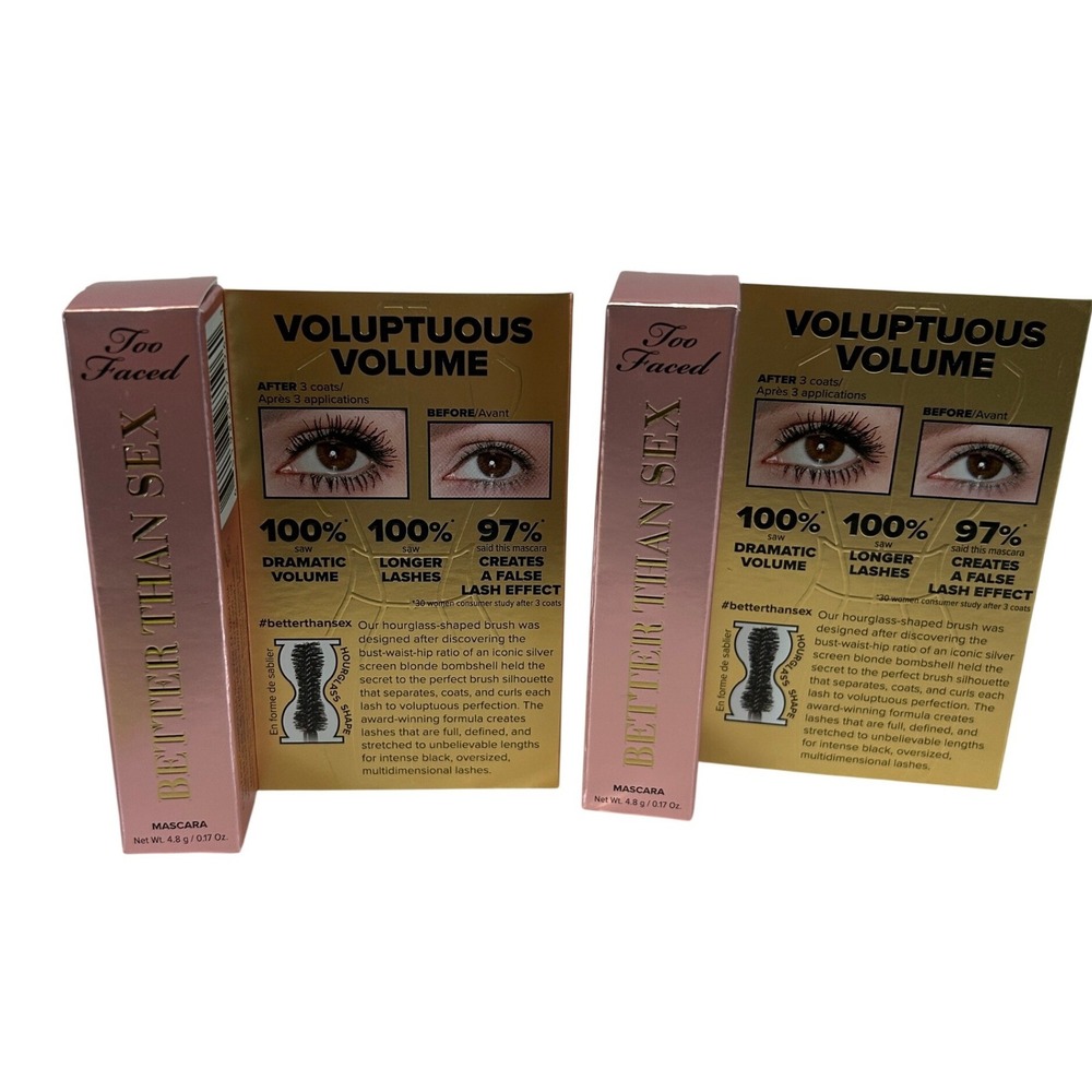 Too Faced Better Than Sex Mascara Voluptuous Volume Travel Size 4.8g Lot of 2